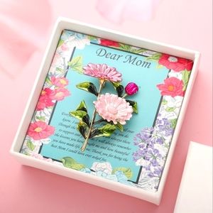 Daisy Brooch, gift boxed for Mom. Bright Colors Enameled.